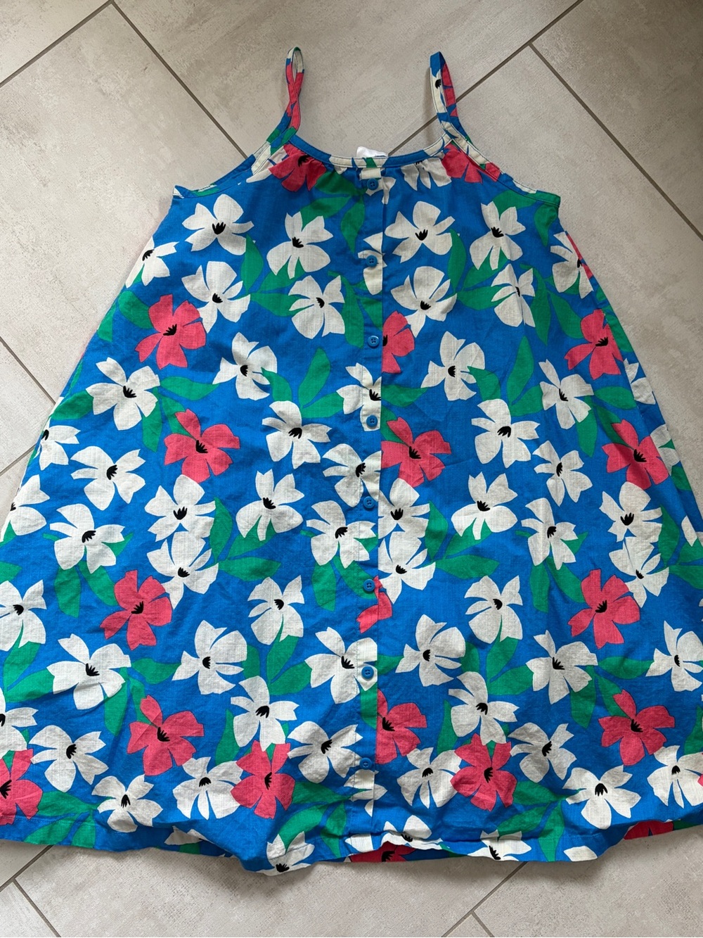 Hanna Andersson Blue Floral Button-Front Sundress Tank 12 150 cm